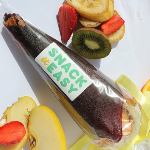 Fruit leather gift cone with assorted fruit chips